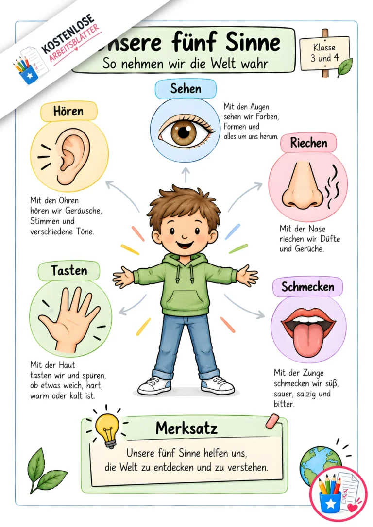 Erklärgrafik - Unsere fünf Sinne