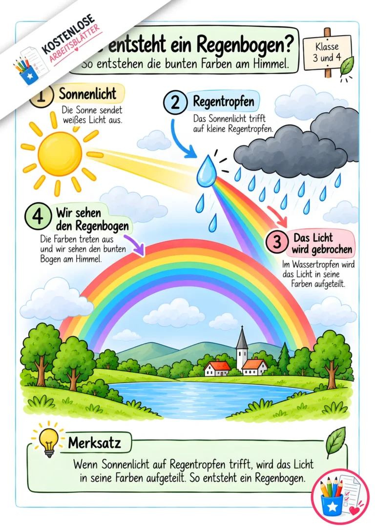 Erklärgrafik - Wie entsteht ein Regenbogen?