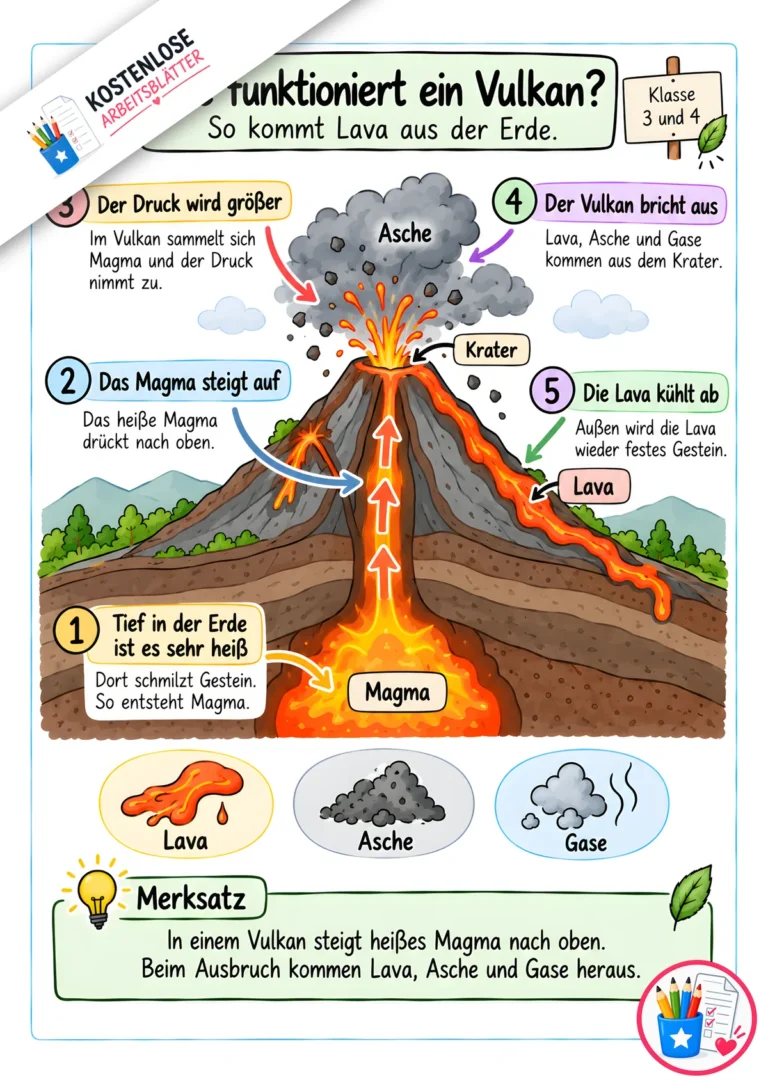Erklärgrafik - Wie funktioniert ein Vulkan?