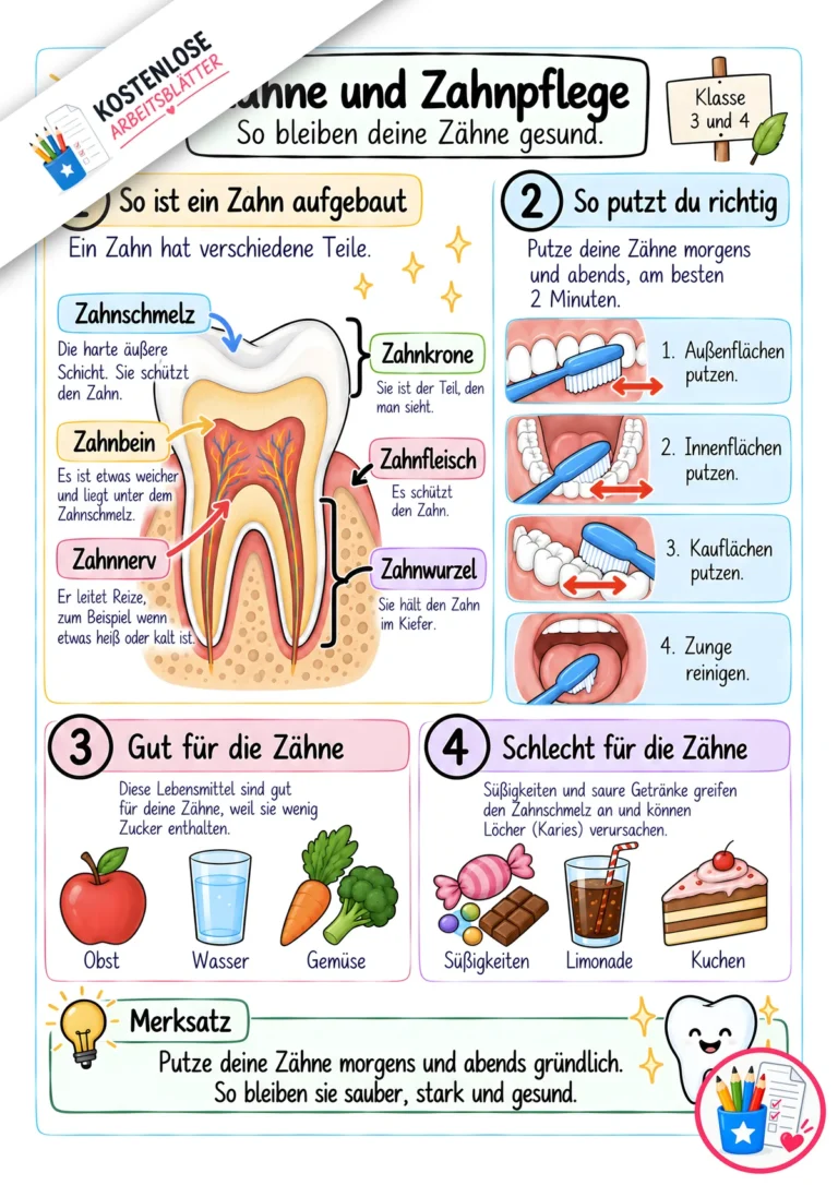 Merkblatt - Zähne und Zahnpflege