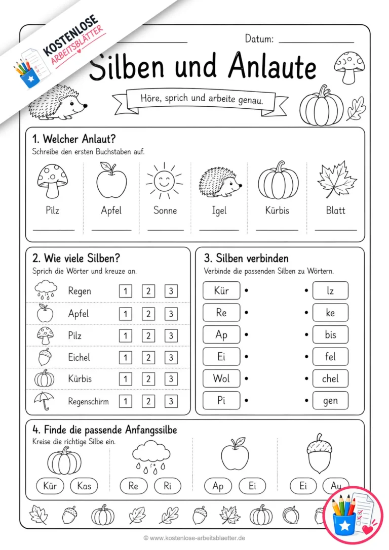 Herbst-Übung: Silben und Anlaute